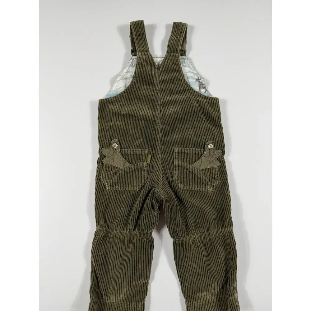 Oilily Vintage Reindeer Ranger Corduroy Overalls Dungarees Green Size 2